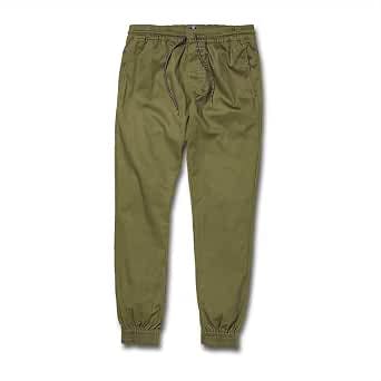 Olive-green men's taper-fit sweatpants (Frickin SLIM JOGGER) laid flat on a white background.