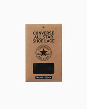Cardboard retail package for a waxed shoe lace labeled "CONVERSE ALL STAR SHOE LACE" with the lace visible through a small window.