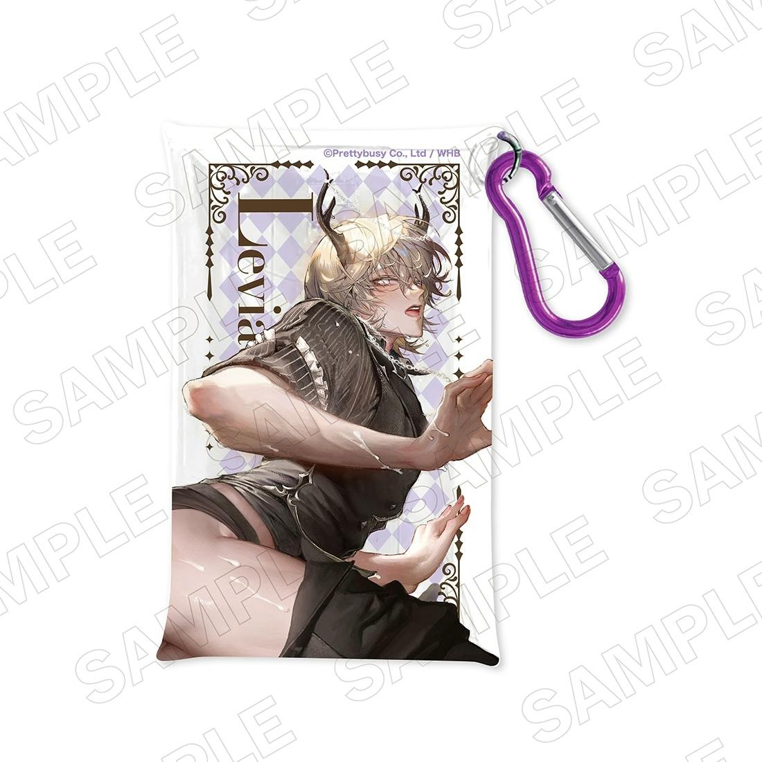 Clear multi-case pouch showing an illustrated Leviathan character with horns and a purple carabiner.
