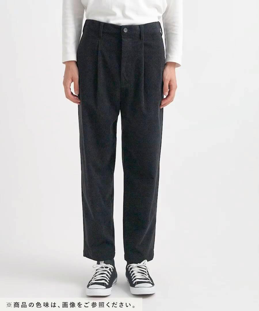 Front view of the women's wide tapered cord pants worn by a model against a plain background.