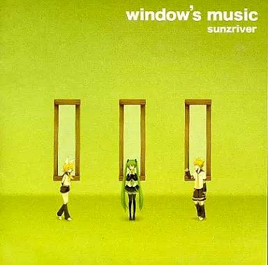 CD cover artwork showing three small anime-style figures standing before three tall rectangular windows on a green background with the title "window's music".