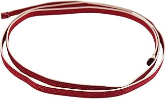 Narrow red-plum Iga-braided pure silk kimono band (3/4 belt fastening) laid in a loop.