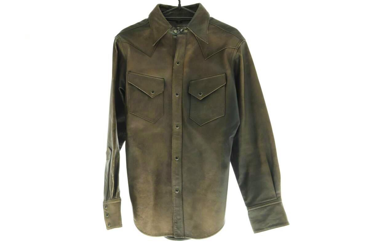 Front view of the brown men's horse leather Riding Master jacket (size 38) hanging on a hanger.