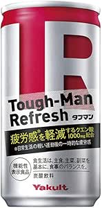 Front view of a Yakult Tough-Man Refresh canned drink showing the label and branding.