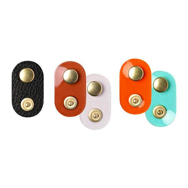 Three LifeScape extension snap hooks in black, brown/white, and orange/turquoise on a white background.