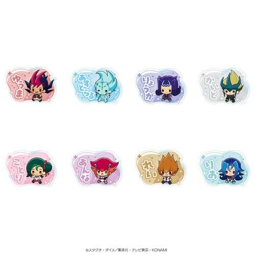 Eight mini-character name badges for "Yu-Gi-Oh! ZEXAL" arranged on a white background.