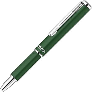 Green Zebra SL-F1 mini ballpoint pen with a silver clip and accents pictured on a white background.