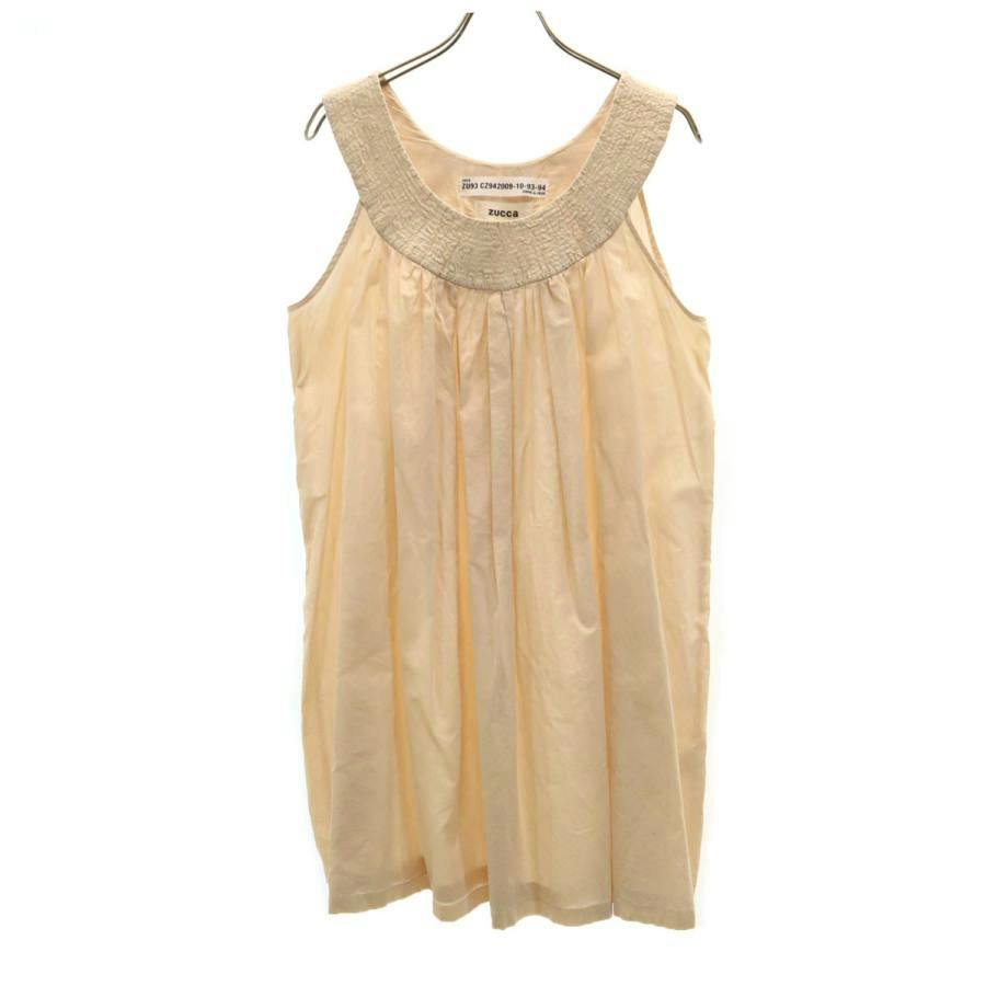 Front view of a pink ZUCCa sleeveless mini dress on a hanger.
